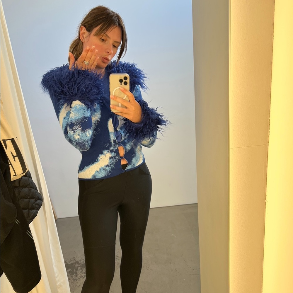 House of sunny Klein blue fun sweater